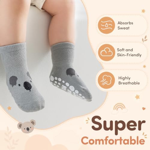 Toddler Grip Socks, 5 Pairs, Cotton Crew - Image 3