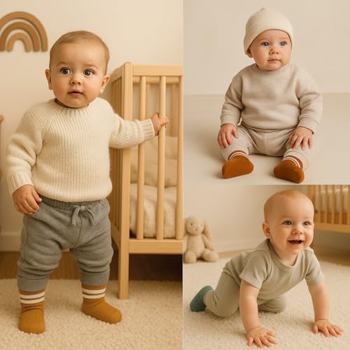 bistyle Baby Grip Ankle Socks 6 Pairs | Newborn Infant Toddlers Sock Organic - Image 2