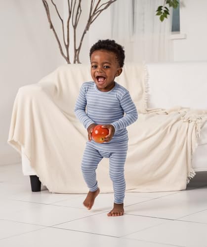 AVAUMA Stripe Pattern Baby Boys Girls Pajama Set Kids Toddler Snug fit Ribbed - Image 4