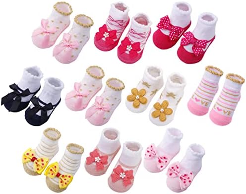 Newborn Baby-girls Socks and Bow Infant Toddler Ankle Socks by ToptimBabyHeadbands