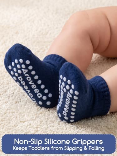 Aroveea Toddler Socks Non Slip Grip Ankle Baby 12 Pack - Image 2
