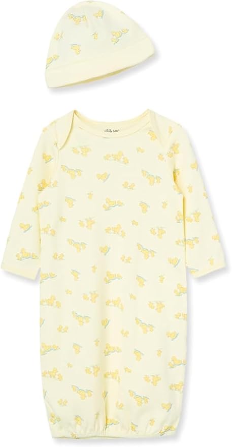 Little Me Clothes Baby Gender Neutral 2-Pc Nightgown and Cap Set 100% Cotton by LittleMeChildrensApparel
