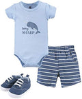 Hudson Baby Unisex Baby Cotton Bodysuit, Shorts and Shoe Set by HudsonBaby
