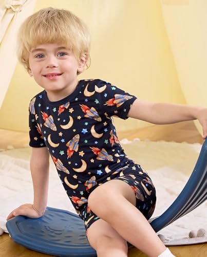 babee Reshinee Bamboo Viscose Toddler Boys Pajamas Set, Short Sleeve Kids - Image 6