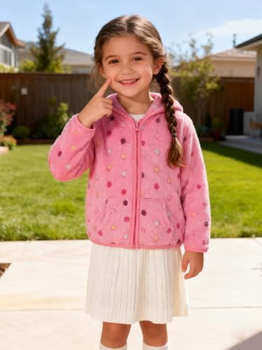 Toddler Baby Girl Fleece Jackets Fall Clothes Hooded Zip Fuzzy Coats - Image 3