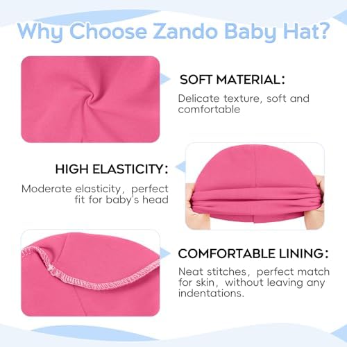 Zando Baby Beanie Newborn Hats Infant Toddler Seamless Warm Soft Knit Cap - Image 3
