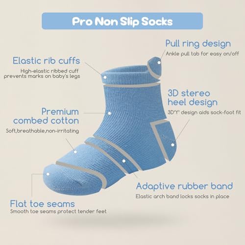 Aroveea Toddler Socks Non Slip Grip Ankle Baby 12 Pack - Image 4