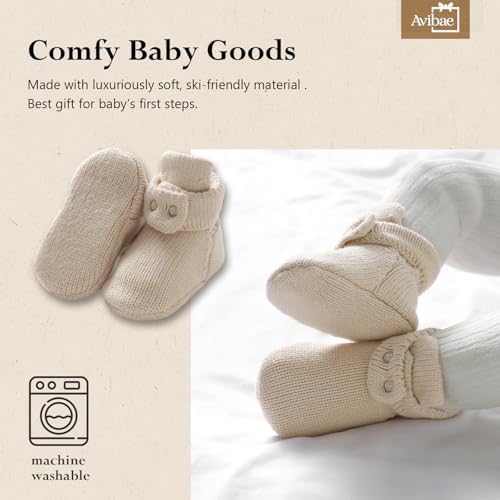 Avibae Baby Booties, Warm Infant Girl Boy Socks Bootie, Newborn Knit Shoes - Image 3