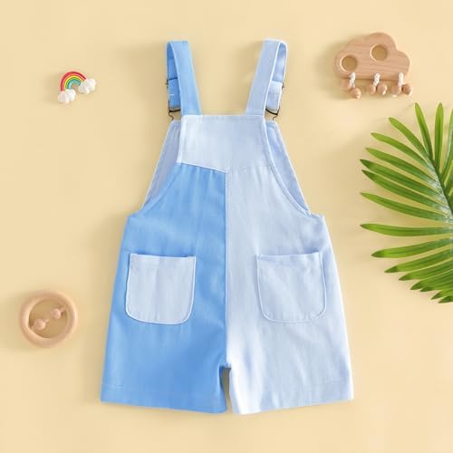 Fernvia Toddler Kids Baby Girl Boy Contrast Color Overalls Shorts Clothes - Image 6