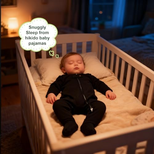 Hikido Baby Romper 100% Organic Cotton Pajamas One Piece Long Sleeve Zipper - Image 4
