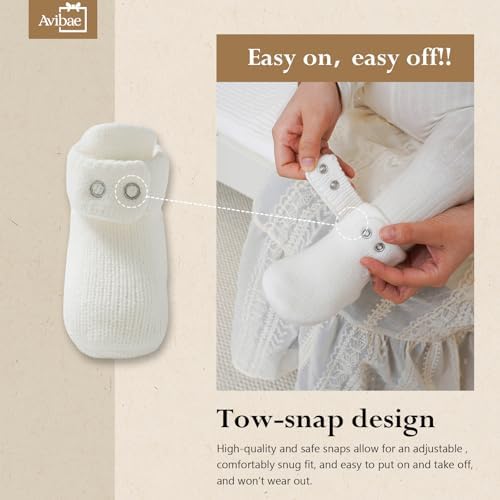 Avibae Baby Booties, Warm Infant Girl Boy Socks Bootie, Newborn Knit Shoes - Image 4