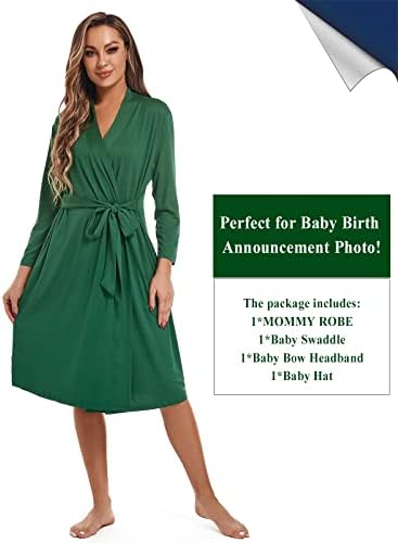 Maternity Robe with Matching Swaddle Blanket Set, Maternity Barhrobe Delivery - Image 7