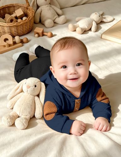 Fommy Baby Boy Clothes Colorblocked Long Sleeve Hoodie + Long Pants 2PCS Fall - Image 4