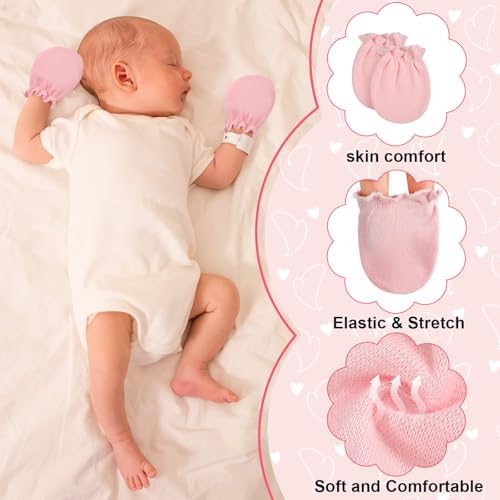 Vabean 12 Pairs Preemie Baby Mittens No Scratch Cotton Premature Baby Gloves - Image 4
