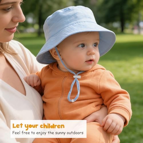Baby Sun Hat Infant Toddler Summer Cotton Yarn Beach Bucket Hat - Image 3