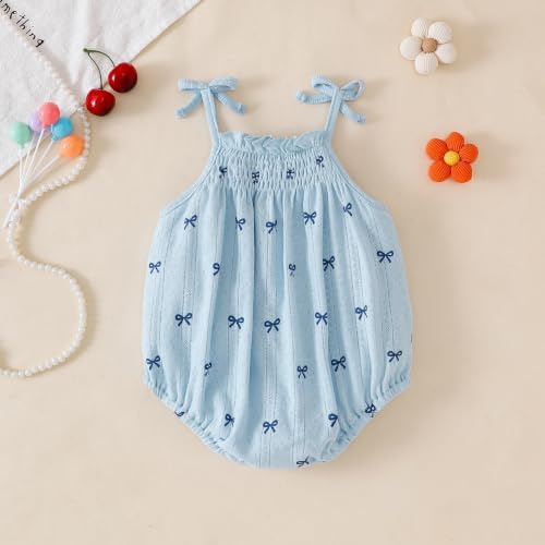 ROMPERINBOX Baby Girl Bodysuit Cotton Spaghetti Strap Sleeveless Onsies Summer - Image 2