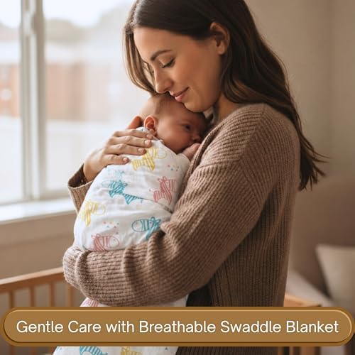 Cotton Baby Swaddle Blanket 28"x28" – Soft Breathable Newborn Receiving Blanket - Image 2