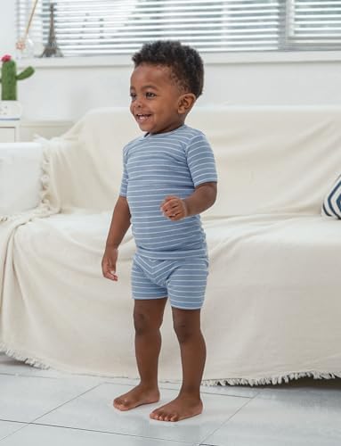 AVAUMA Stripe Pattern Baby Boys Girls Pajama Set Kids Toddler Snug fit Ribbed - Image 2