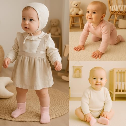 bistyle Baby Grip Ankle Socks 6 Pairs | Newborn Infant Toddlers Sock Organic - Image 2