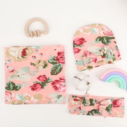 DRESHOW BQUBO Baby Girl Newborn Floral Receiving Blankets - Image 4