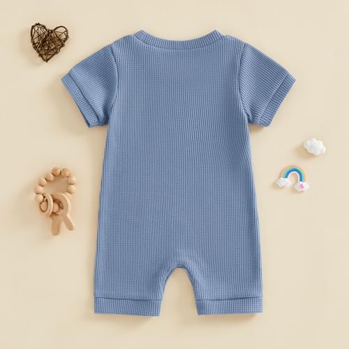 allshope Newborn Baby Boy Summer Outfit Romper Letter Embroidery Short Sleeve - Image 7