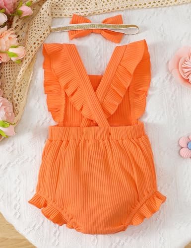 Fullfamous Baby Girl Ruffled Jumpsuit and Headband Set - Image 3