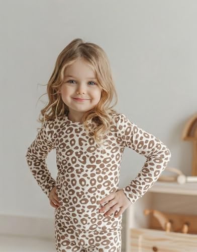 moimoln Cotton Modal Baby Toddler Pajamas Check Solid Leopard 6M-8Y - Image 3