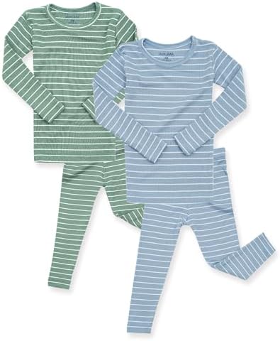 AVAUMA Stripe Pattern Baby Boys Girls Pajama Set Kids Toddler Snug fit Ribbed by AVAUMA