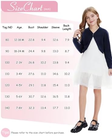 Girls Cardigan, Girls Bolero Shrug Sweater, Kids Knit Hollow Out Long Sleeve - Image 7