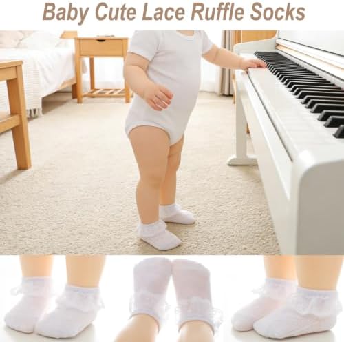 Baby Girl Lace Socks 10 Pack Newborn Ruffle Socks Cotton Ankle Dress Sock - Image 3