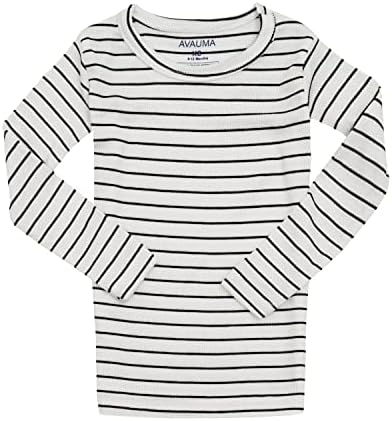AVAUMA Stripe Pattern Baby Boys Girls Pajama Set Kids Toddler Snug fit Ribbed - Image 4
