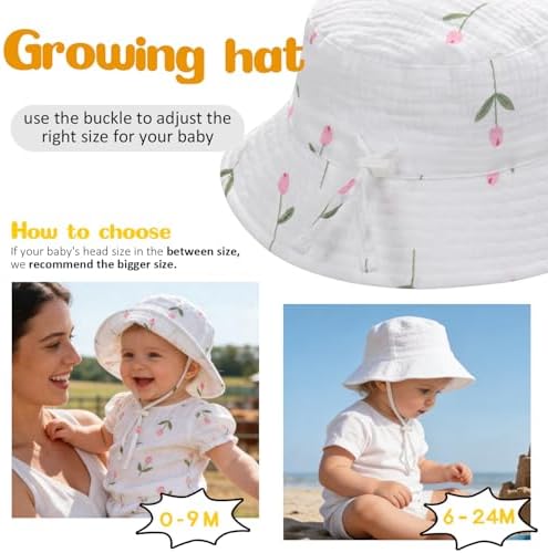 Baby Sun Hat Infant Toddler Summer Cotton Yarn Beach Bucket Hat - Image 5