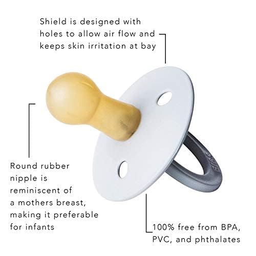 BIBS Pacifiers Colour Collection | Natural Rubber Baby Pacifier | Set of 2 BPA-Free Soothers | Made in Denmark | 18+ Months (Pack of 2) | Vanilla