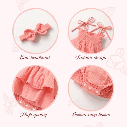 YOUNGER TREE Baby Girl Clothes Infant Summer Romper Dress Sleeveless Bodysuit - Image 4