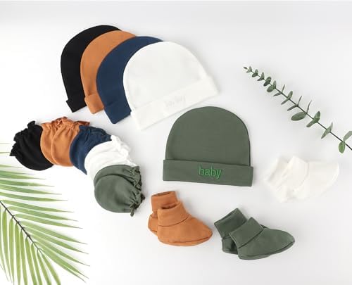 BQUBO Newborn Baby Hat Mittens Socks Set Infant Cotton Beanie Gloves Thick Warm - Image 6