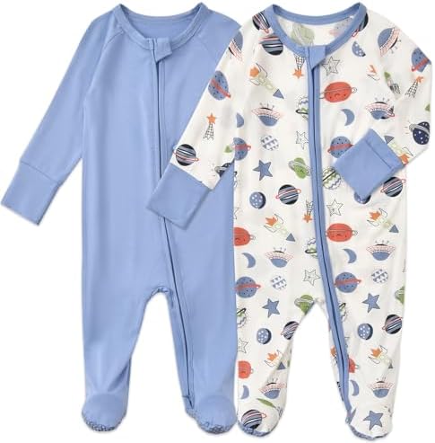 Aablexema Baby Rayon of Bamboo Footed Pajamas Zipper by Aablexema