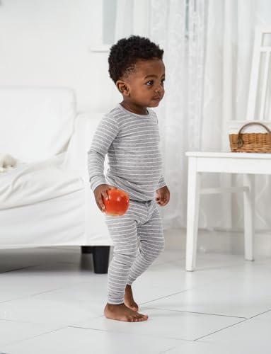 AVAUMA Stripe Pattern Baby Boys Girls Pajama Set Kids Toddler Snug fit Ribbed - Image 3