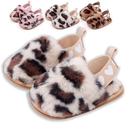 Baby Shoes Pink Leopard Baby Girl Slippers Non-Slip Soft Sole Toddler First by Unknown