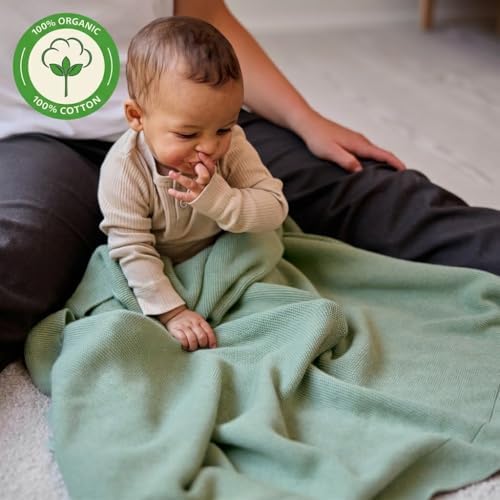 Receiving Blankets, 100% Organic Cotton Knit, Newborn Baby Swaddle | - Image 4