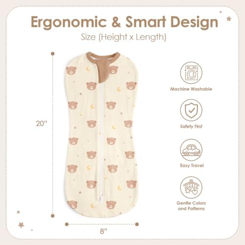Baby Swaddle 0-2 Months, Cotton Arm-In Zipper Sleep Sack, Wearable Blankets Wrap - Image 2