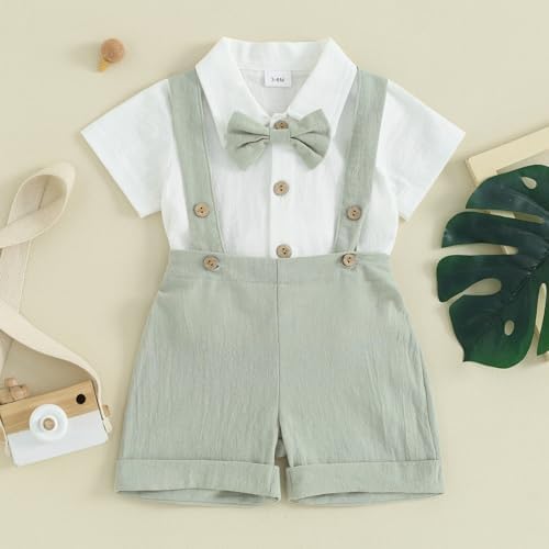 PUHHAPIEY Baby Boy Gentleman Wedding Outfit Dress Romper Suspender Pants | 0 3 - Image 2