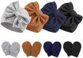 Newborn Baby Hats and Mittens Set Infant Bow Beanie Cap Toddler Gloves Newborn by AQOKKA