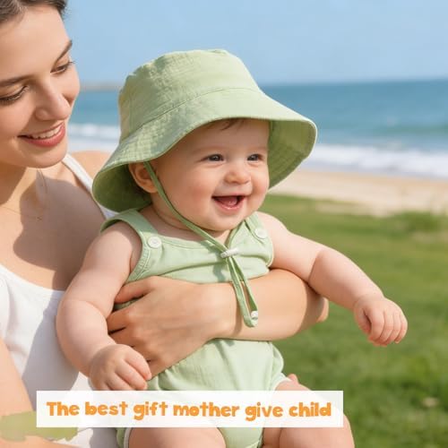 Baby Sun Hat Infant Toddler Summer Cotton Yarn Beach Bucket Hat - Image 2
