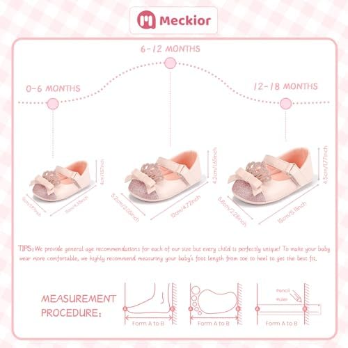 Meckior Infant Baby Girls Soft Sole Bowknot Princess Wedding Dress Mary Jane - Image 6