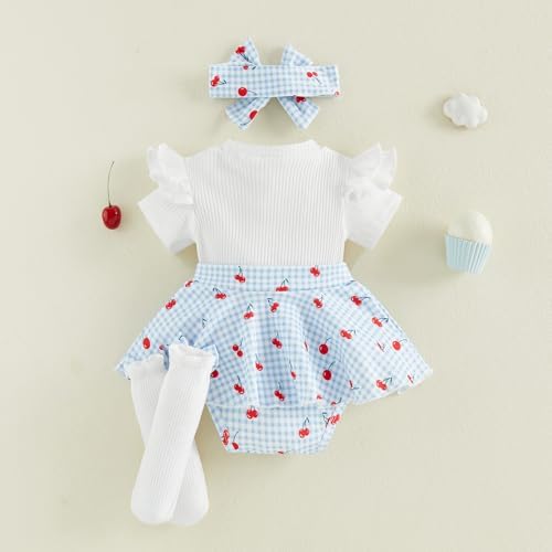 Giraropa Newborn Baby Girl Clothes Smocked Bubble Romper Dress + Socks + - Image 5