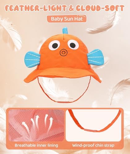 Azue Cute Baby Sun Hat, Wide-Brim Toddler Bucket Hats - Image 3