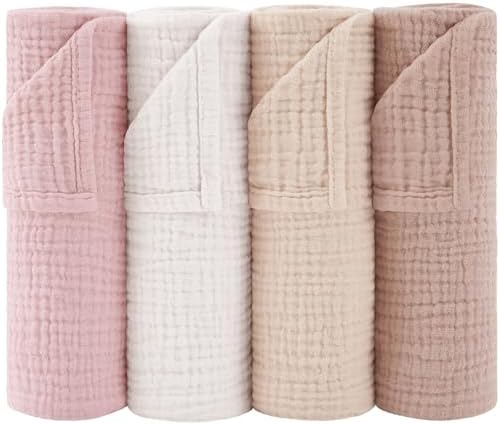 Susurration Muslin Burp Cloths 24x24 Inches Ultra Soft 100% Cotton | 4 or 7 by Susurration