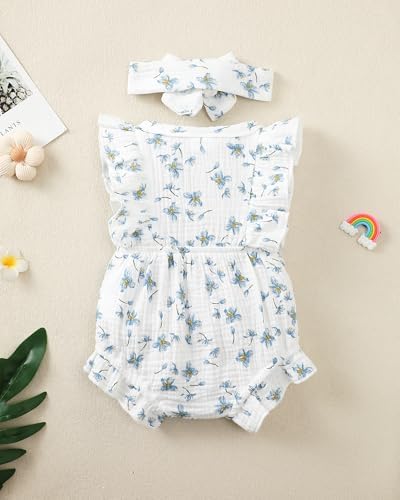 Renotemy Baby Girl Clothes Summer Rompers Cute Outfits Preemie-18 Months | - Image 3
