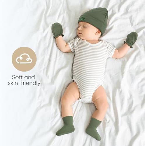 BQUBO Newborn Baby Hat Mittens Socks Set Infant Cotton Beanie Gloves Thick Warm - Image 2
