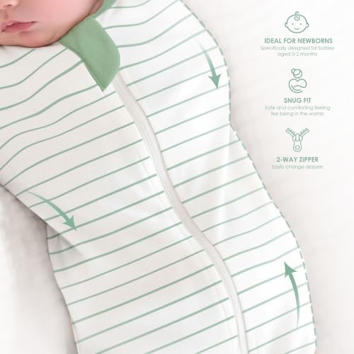 Baby Swaddle 0-2 Months, Cotton Arm-In Zipper Sleep Sack, Wearable Blankets Wrap - Image 5